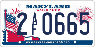 MD license plate 2AF0665