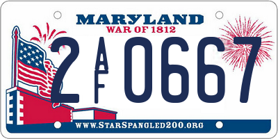 MD license plate 2AF0667