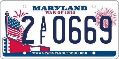 MD license plate 2AF0669