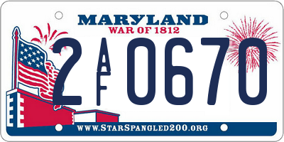 MD license plate 2AF0670