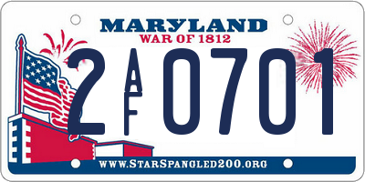 MD license plate 2AF0701