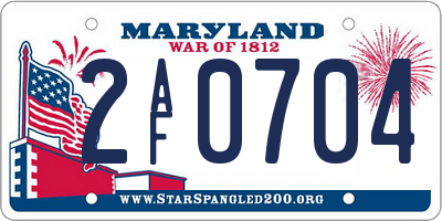 MD license plate 2AF0704
