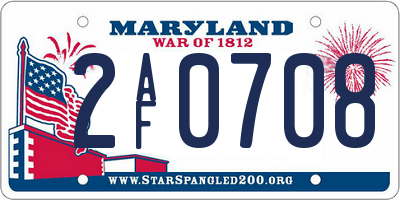 MD license plate 2AF0708