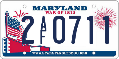 MD license plate 2AF0711