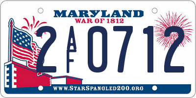 MD license plate 2AF0712