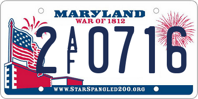 MD license plate 2AF0716