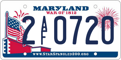 MD license plate 2AF0720