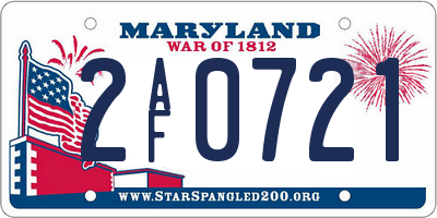 MD license plate 2AF0721