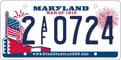 MD license plate 2AF0724