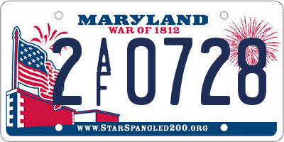 MD license plate 2AF0728