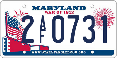 MD license plate 2AF0731