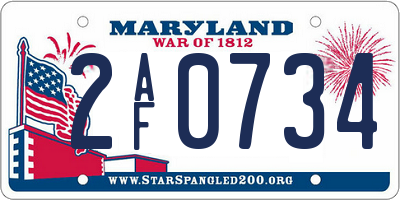 MD license plate 2AF0734
