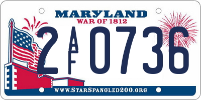 MD license plate 2AF0736