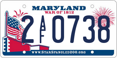 MD license plate 2AF0738