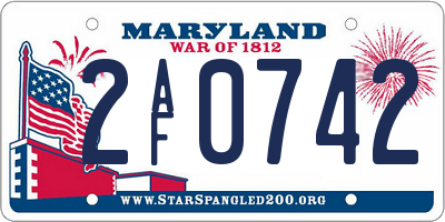 MD license plate 2AF0742