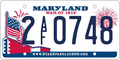 MD license plate 2AF0748
