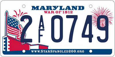 MD license plate 2AF0749