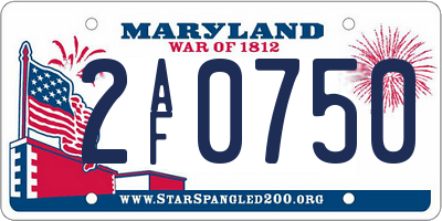 MD license plate 2AF0750