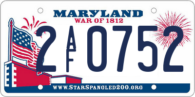MD license plate 2AF0752