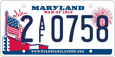MD license plate 2AF0758