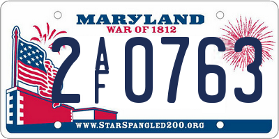 MD license plate 2AF0763