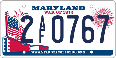 MD license plate 2AF0767