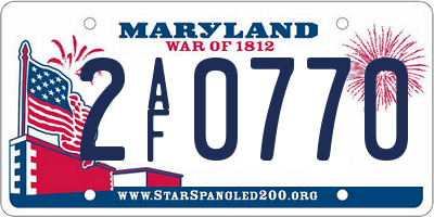 MD license plate 2AF0770