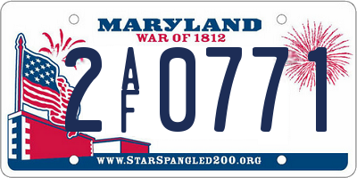 MD license plate 2AF0771