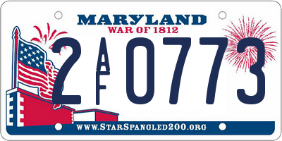 MD license plate 2AF0773