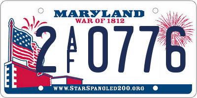MD license plate 2AF0776