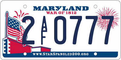MD license plate 2AF0777