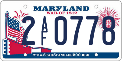 MD license plate 2AF0778
