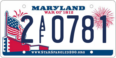 MD license plate 2AF0781
