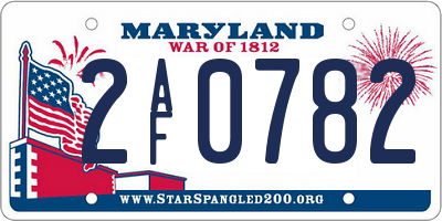 MD license plate 2AF0782