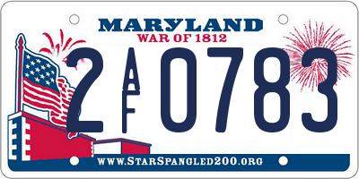 MD license plate 2AF0783