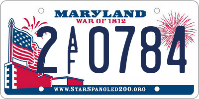 MD license plate 2AF0784