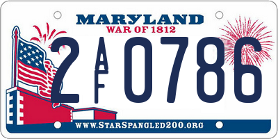 MD license plate 2AF0786