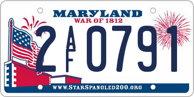 MD license plate 2AF0791