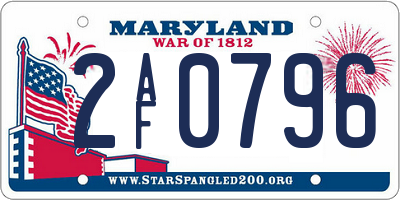 MD license plate 2AF0796