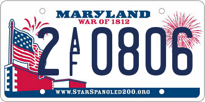 MD license plate 2AF0806