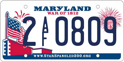 MD license plate 2AF0809