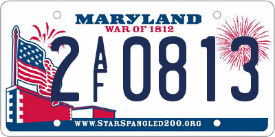 MD license plate 2AF0813