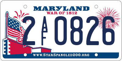 MD license plate 2AF0826