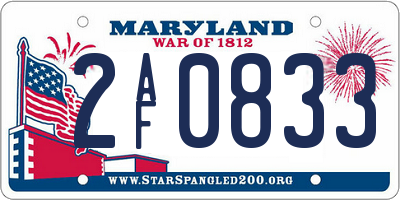 MD license plate 2AF0833