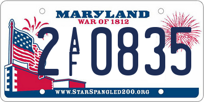 MD license plate 2AF0835