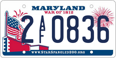 MD license plate 2AF0836