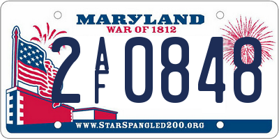 MD license plate 2AF0848