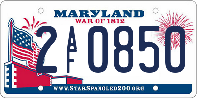 MD license plate 2AF0850