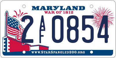 MD license plate 2AF0854