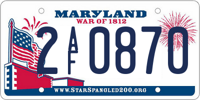 MD license plate 2AF0870